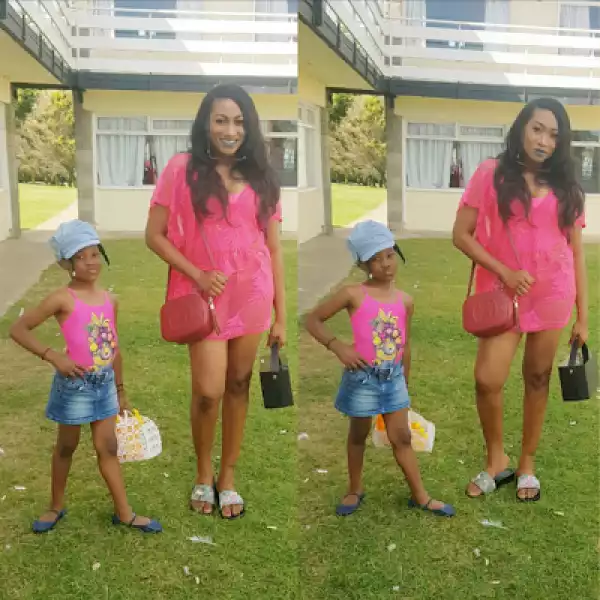 Photos of actress Oge Okoye at the beach with her kids